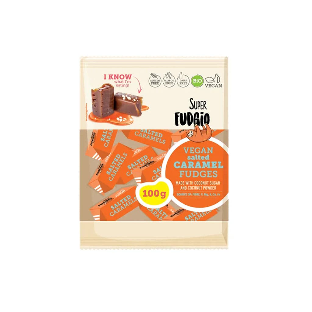 Super fudgio bio vegánske karamely so slanými karamely 100 g