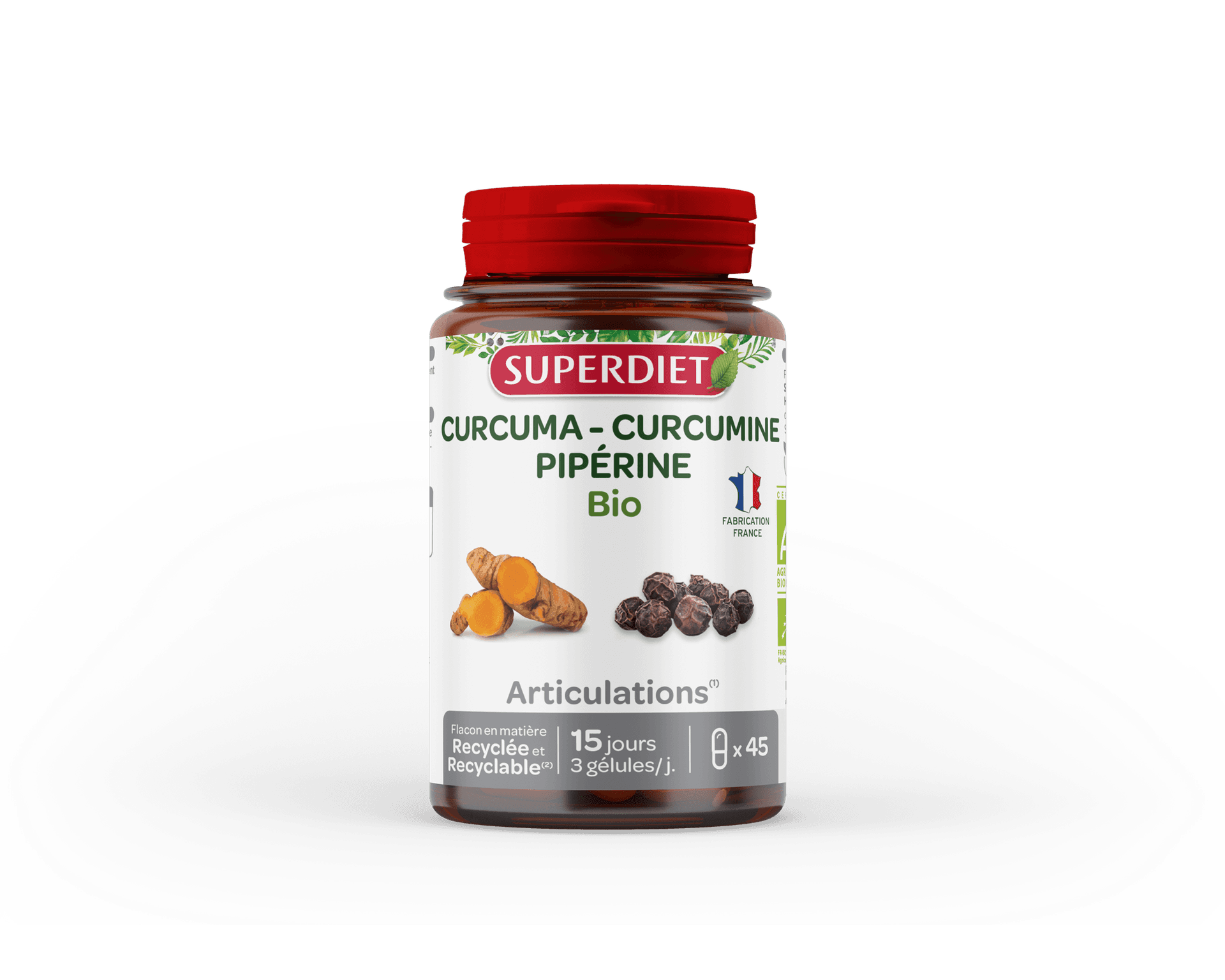 Superdiet kurkuma čierne korenie kapsula na podporu kĺbov vegán 45 ks