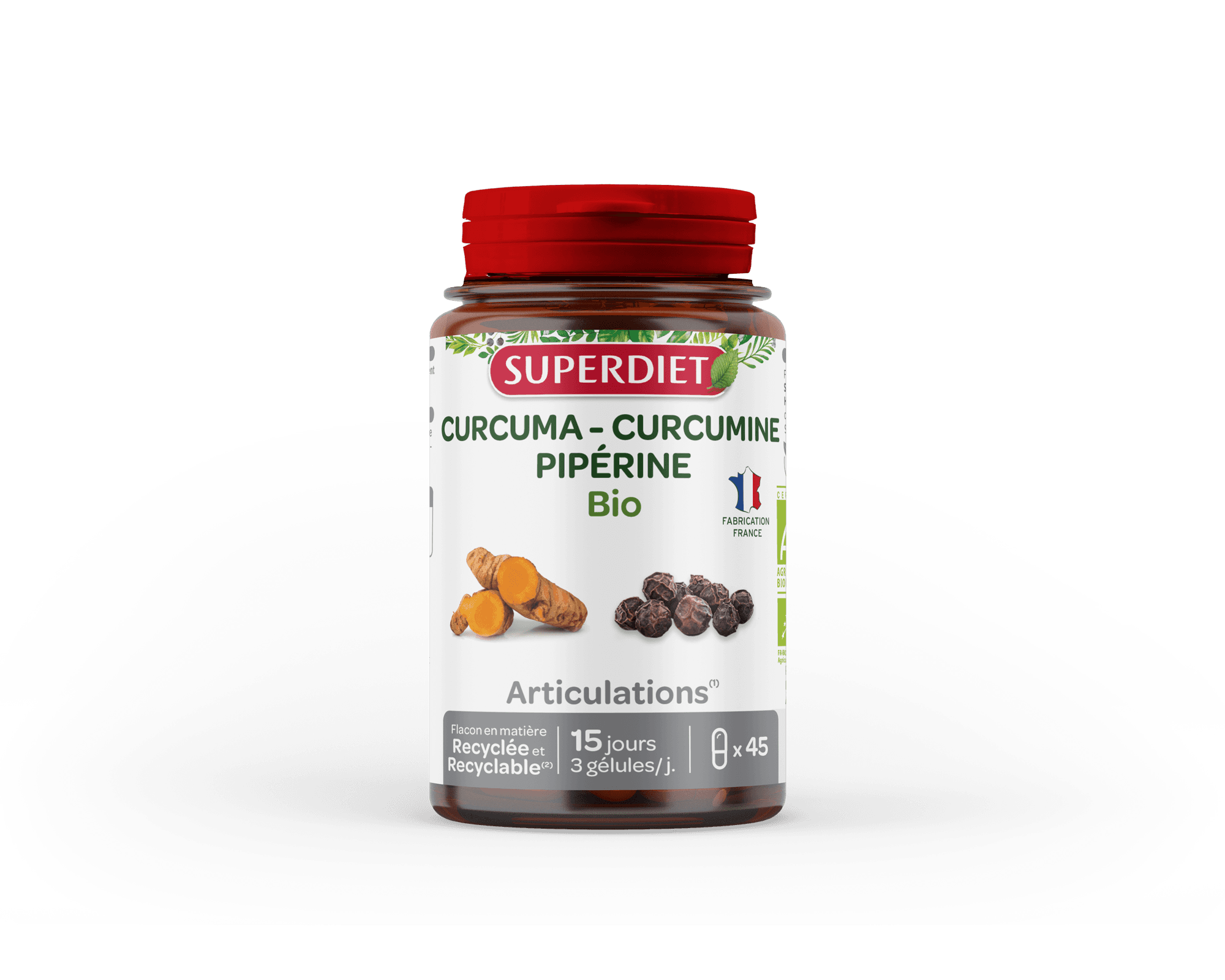 Superdiet kurkuma čierne korenie kapsula na podporu kĺbov vegán 45 ks