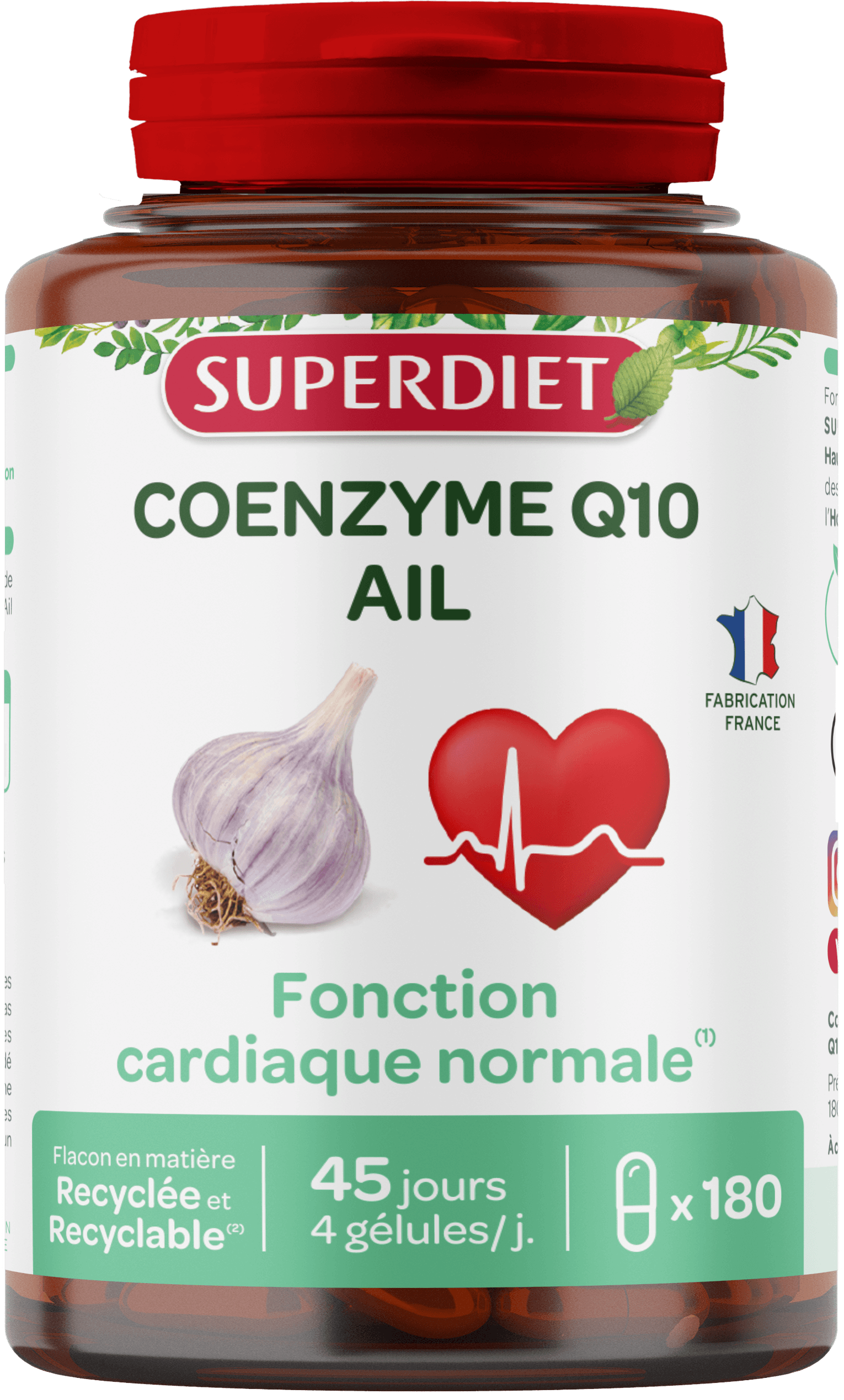Superdiet koenzým Q10 + extrakt z cesnaku, na podporu srdca a cievneho systému 180 ks