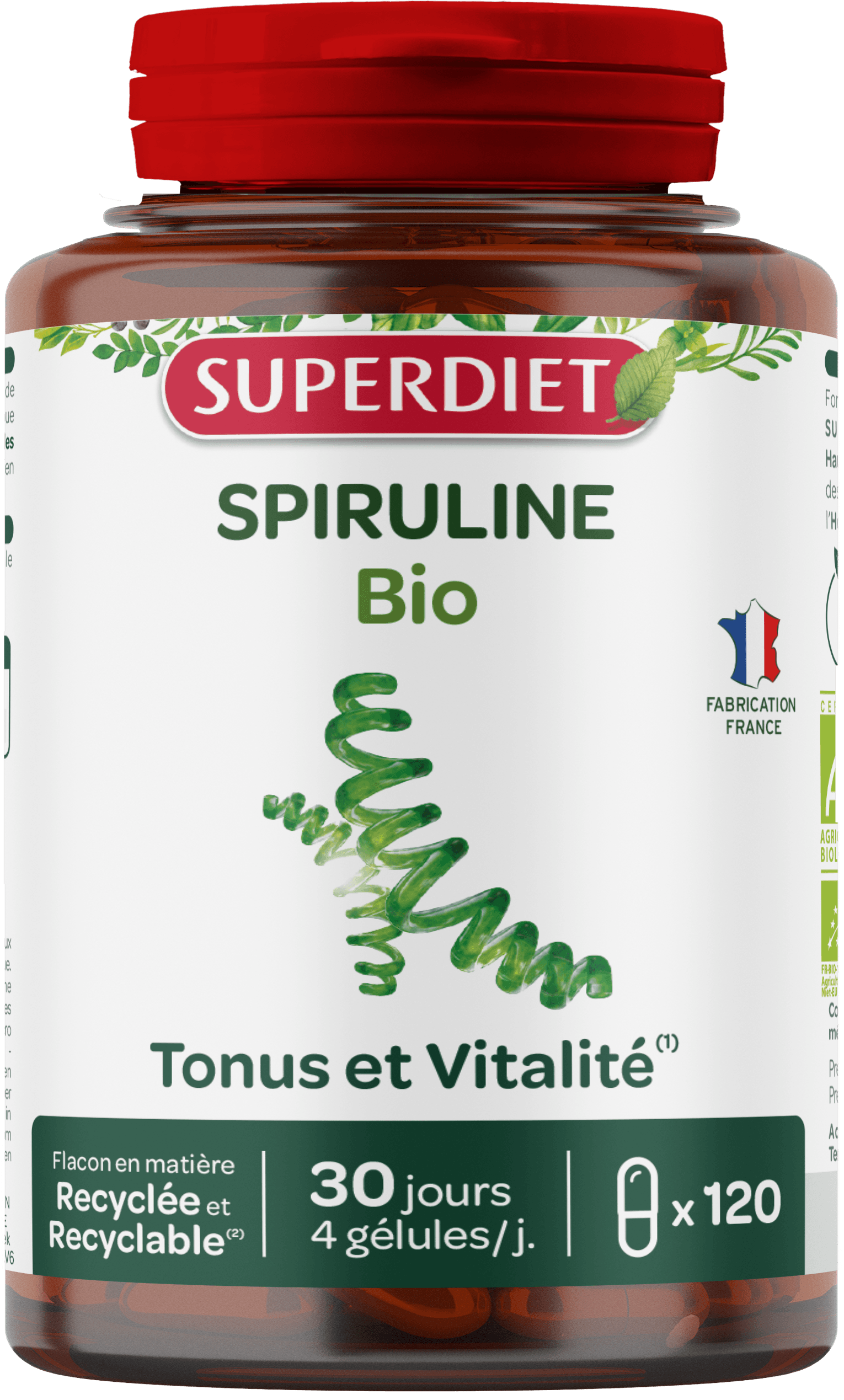 Superdiet spirulina energia a vitalita vegán kapsula 120 ks