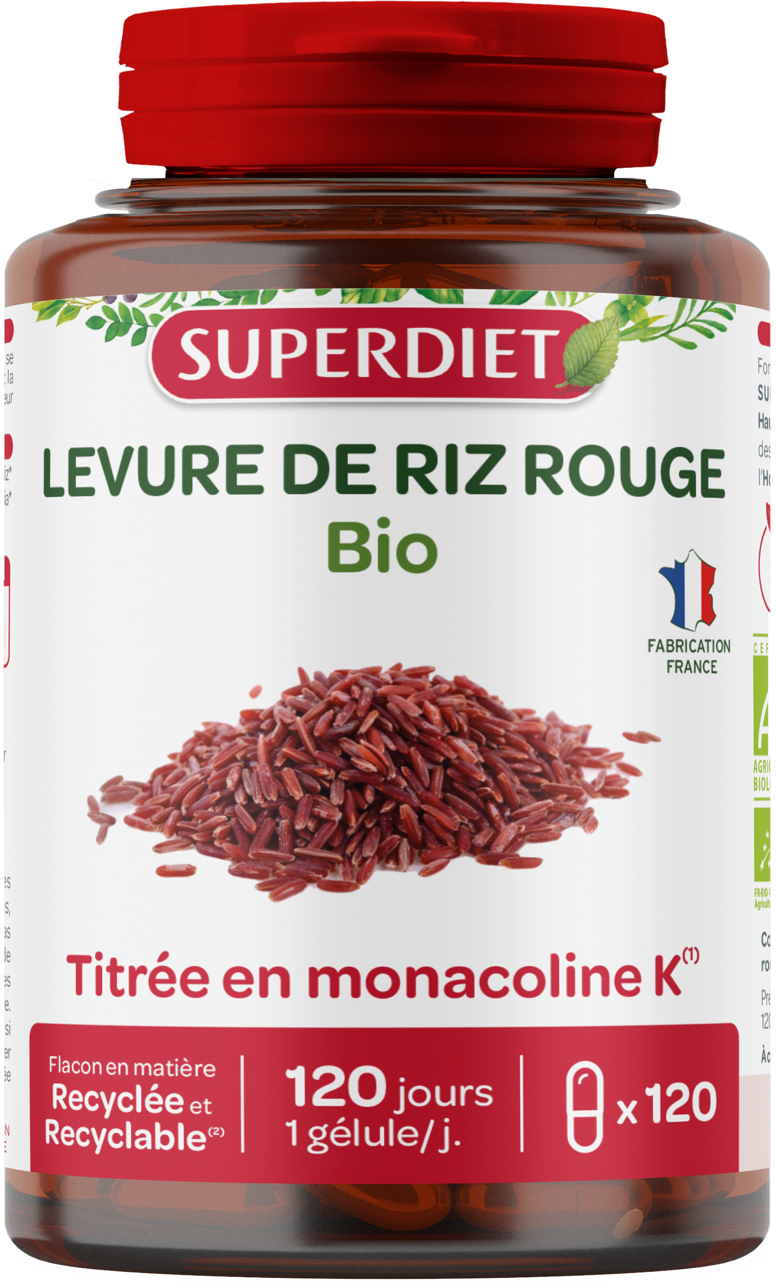 Superdiet červená kvasnicová ryža - na podporu zdravia srdca vegán 120 ks