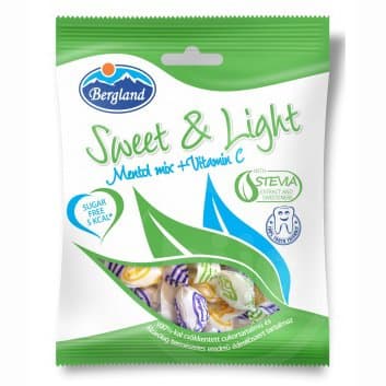 Sweet&light Mentolové cukríky s vitamínom C bez cukru 60 g