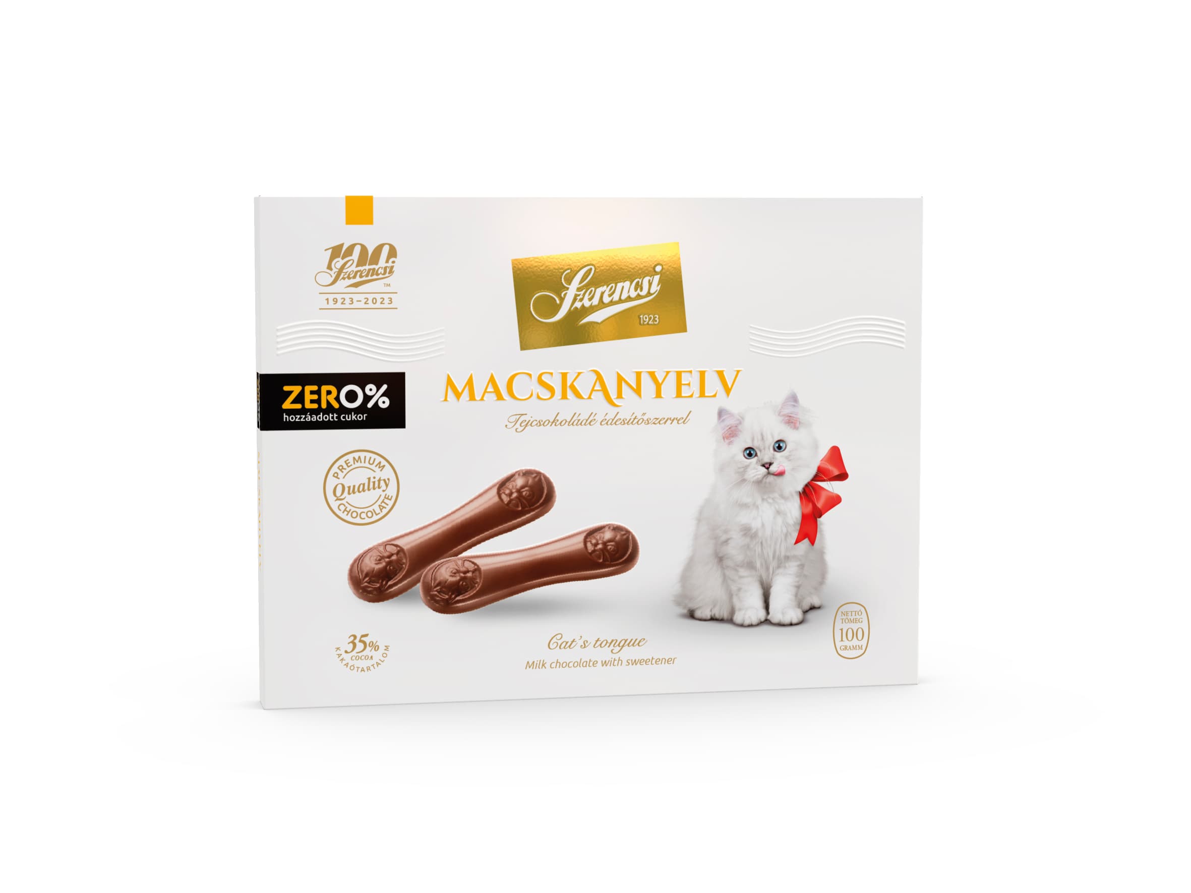 Szerencsi Mliečna čokoláda Mačacie jazýčky s maltitolom 100 g