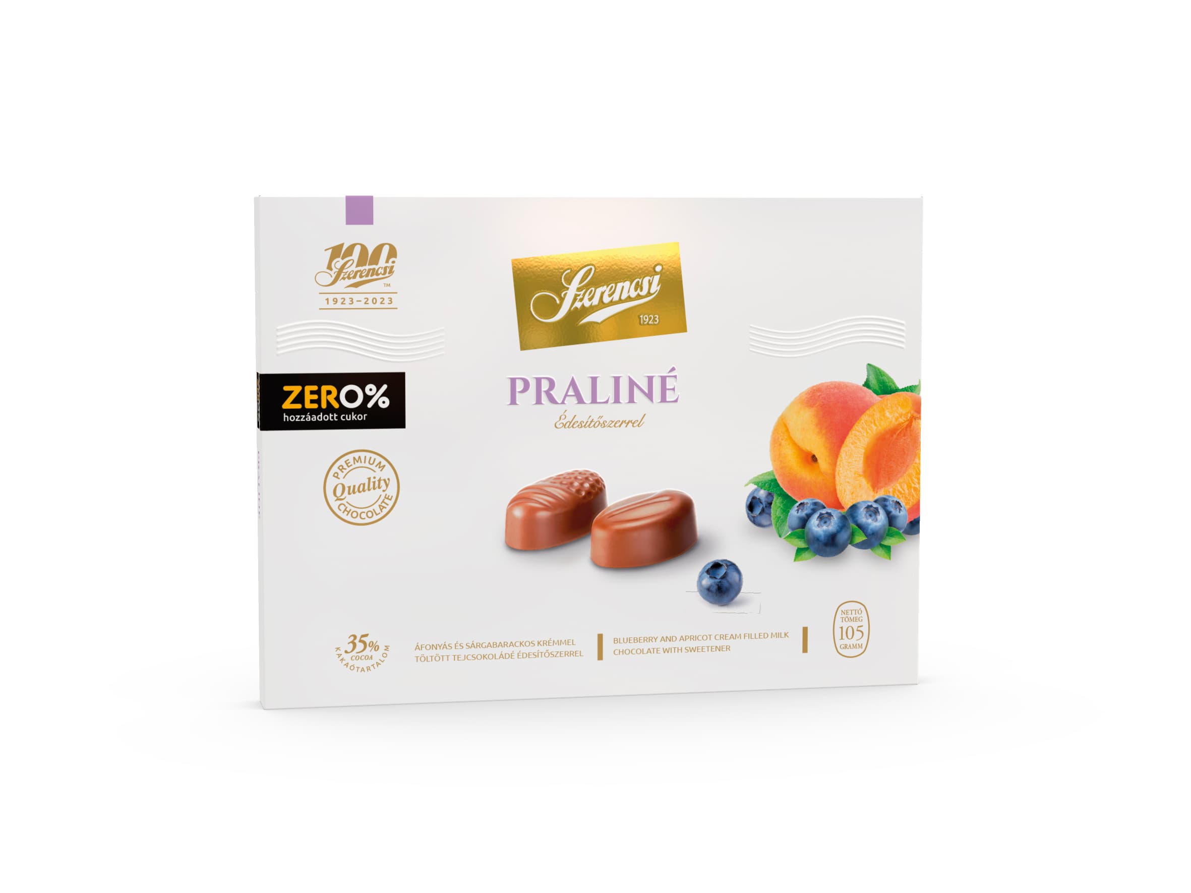 Szerencsi čokoládové pralinky s príchuťou čučoriedky a marhule 105 g - 91081