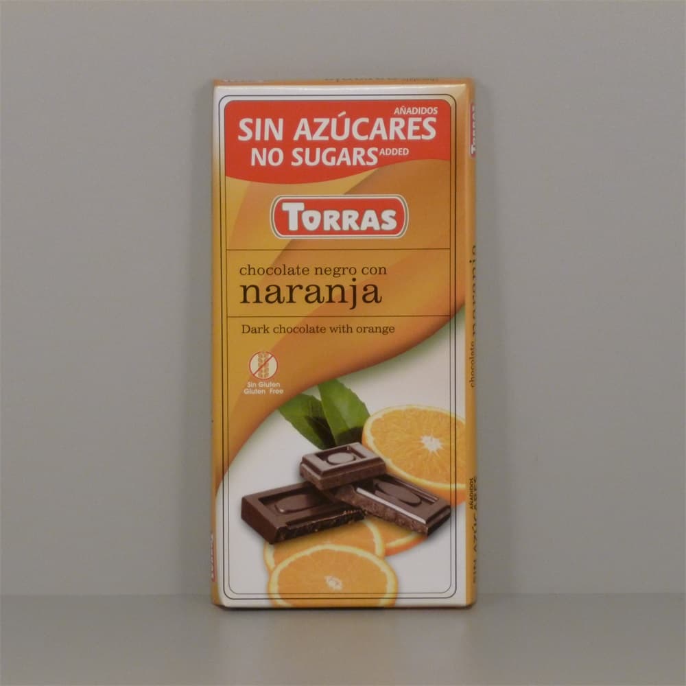 Torras Horká čokoláda s pomarančom bez cukru 75 g