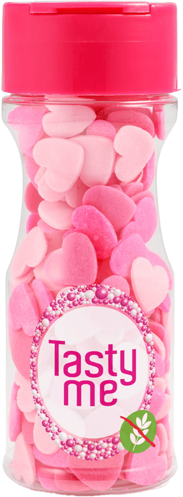 Tasty Me bezlepkový mix cukrových ozdôb srdiečok ružovej farby 50 g