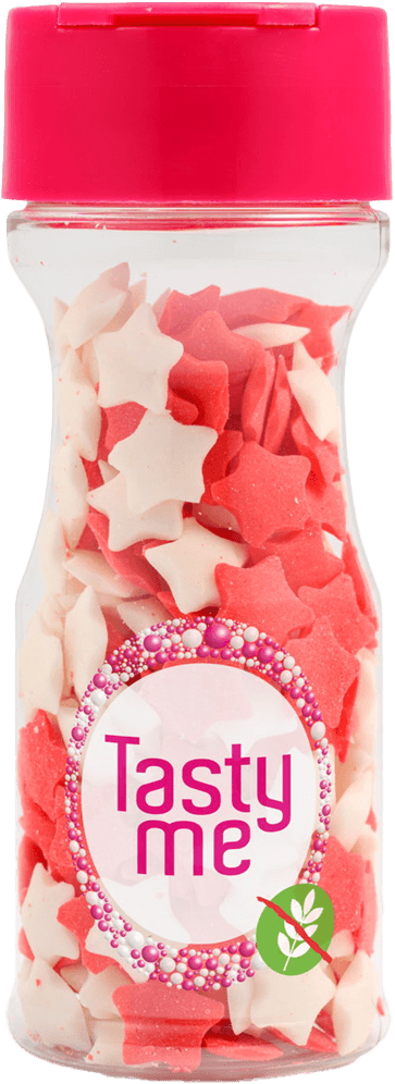 Tasty Me bezlepková cukrová tortová dekorácia mix červenobiele hviezdičky 45 g
