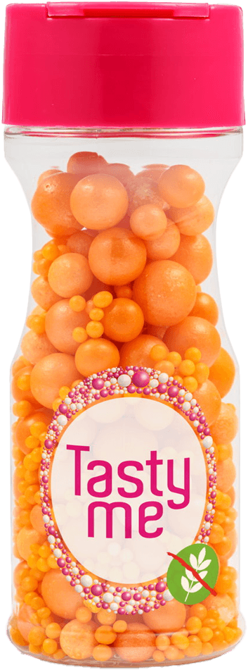 Tasty Me bezlepkový mix cukrových perličiek na dekoráciu torty oranžová 70 g