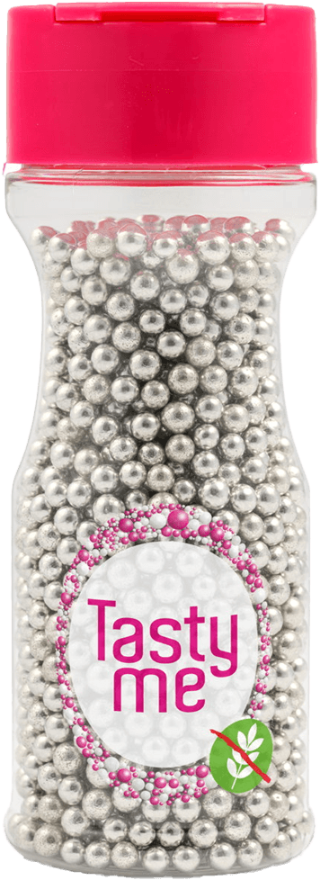 Tasty Me bezlepkové metalické perly mix na tortu strieborná 4mm 70 g