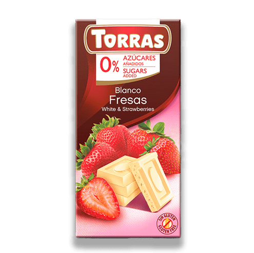 Torras Jemná biela čokoláda s kúskami jahôd 75g