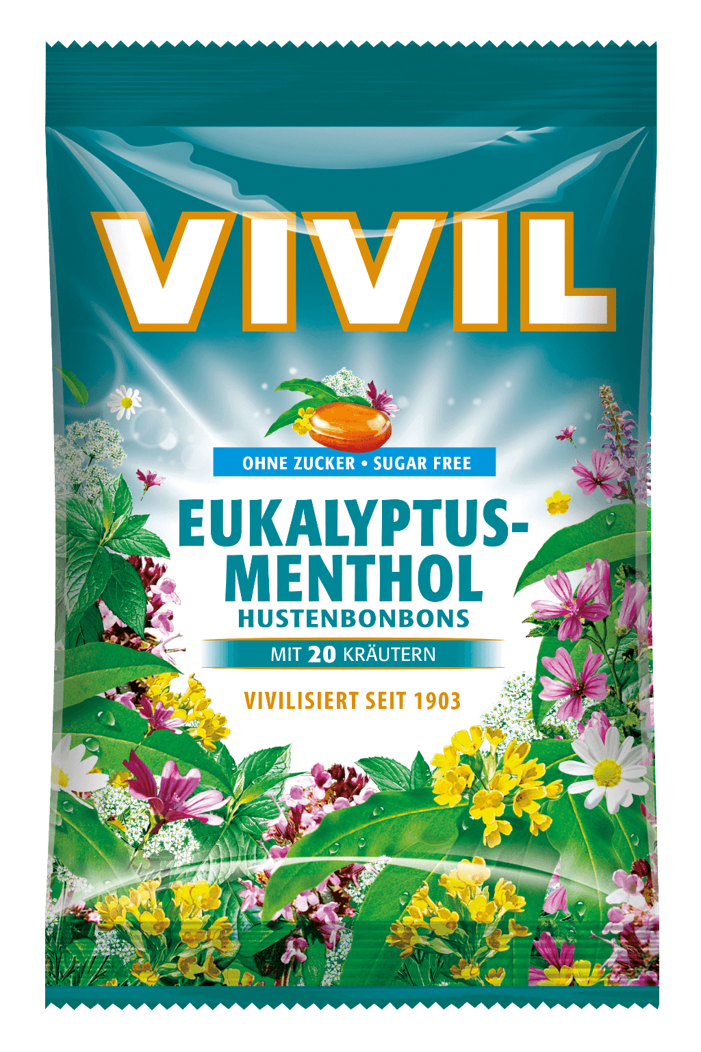 Vivil bylinné cukríky eukalyptus-mentol 60 g