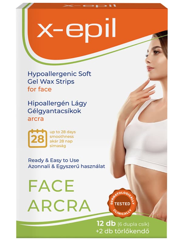 X-Epil hypoalergénne gélové depilačné pásiky na tvár pripravené na použitie 12 ks