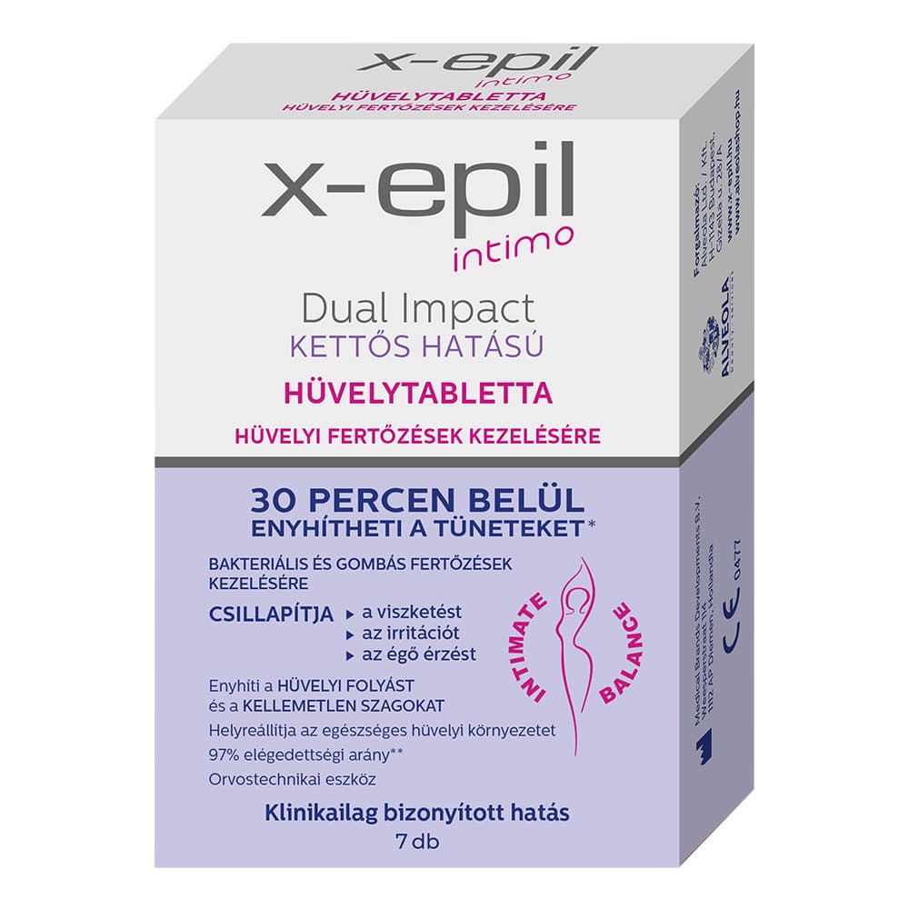 X-Epil intimo dual impact dvojitý účinok vaginálne tabletky 7 ks